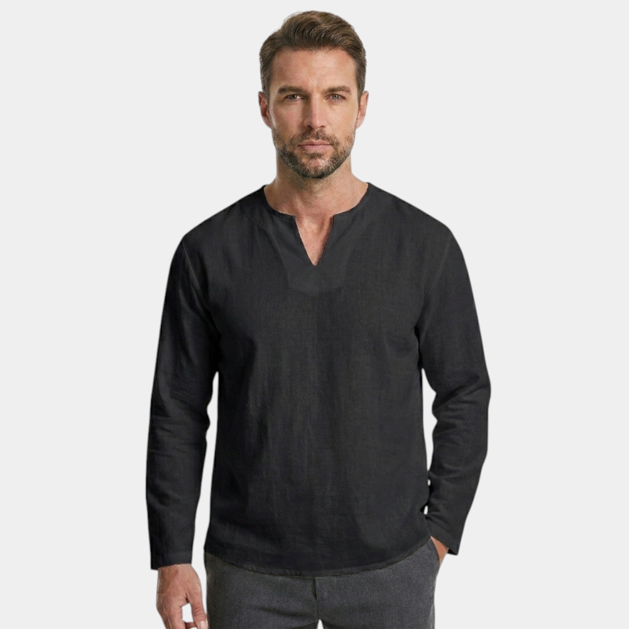 Men’s Linen Cotton Shirt Comfort Long Sleeve