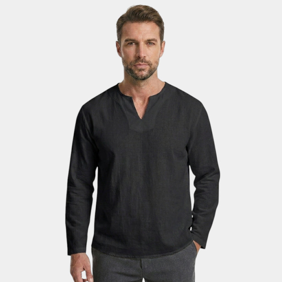 Men's Cotton Shirt Long-Sleeve Button-Up Collared Soft Comfort Casual Smart-Casual Office Everyday Barnaby