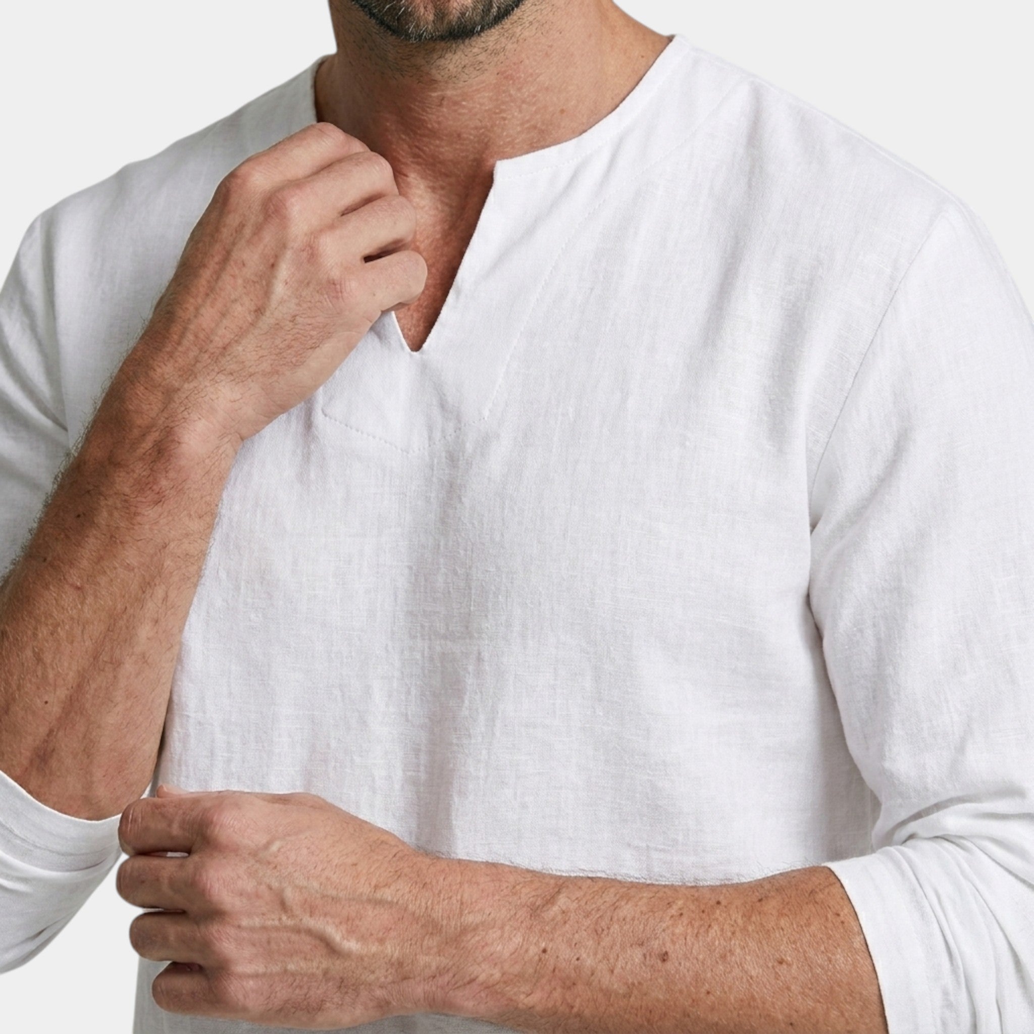 Men’s Linen Cotton Shirt Comfort Long Sleeve