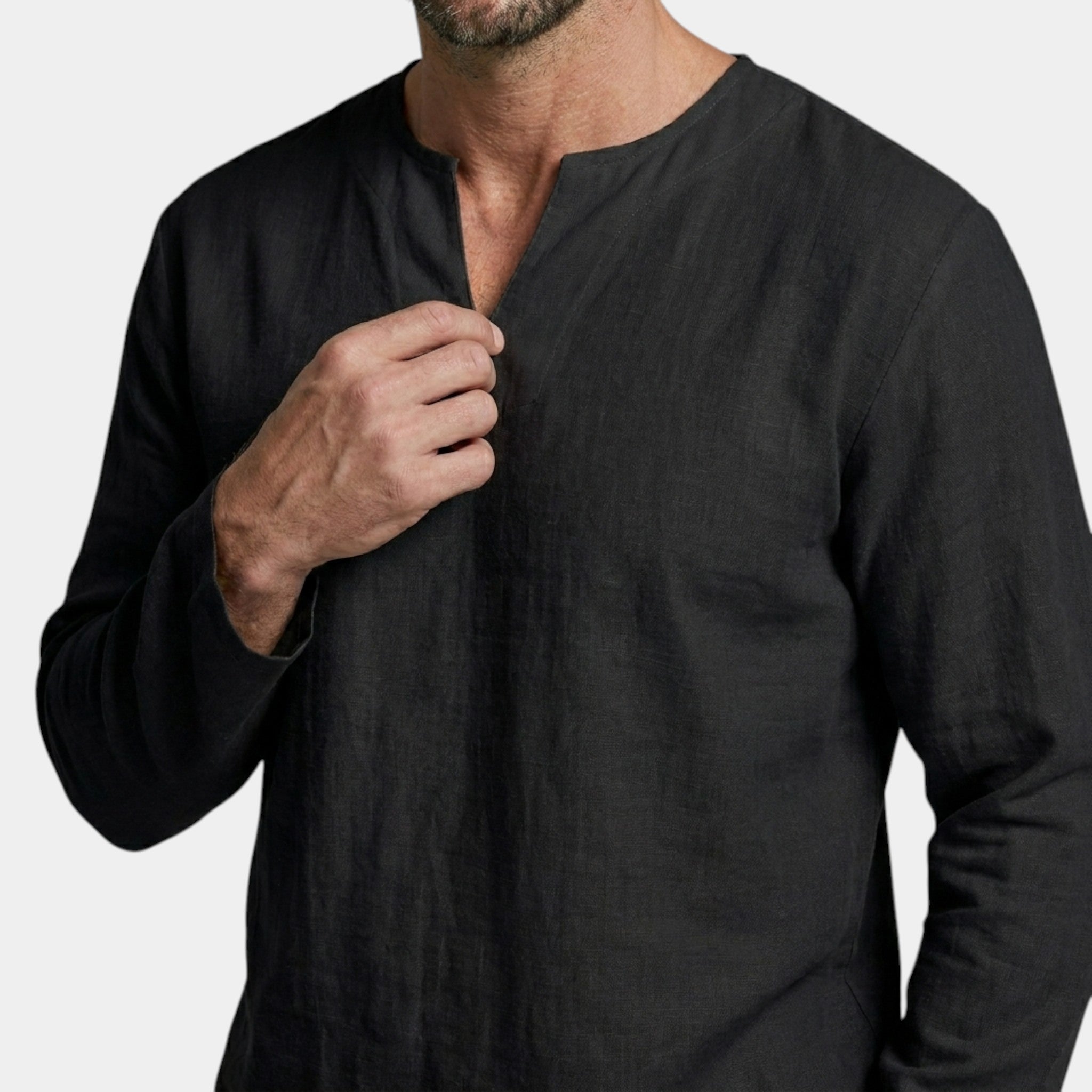 Men’s Linen Cotton Shirt Comfort Long Sleeve