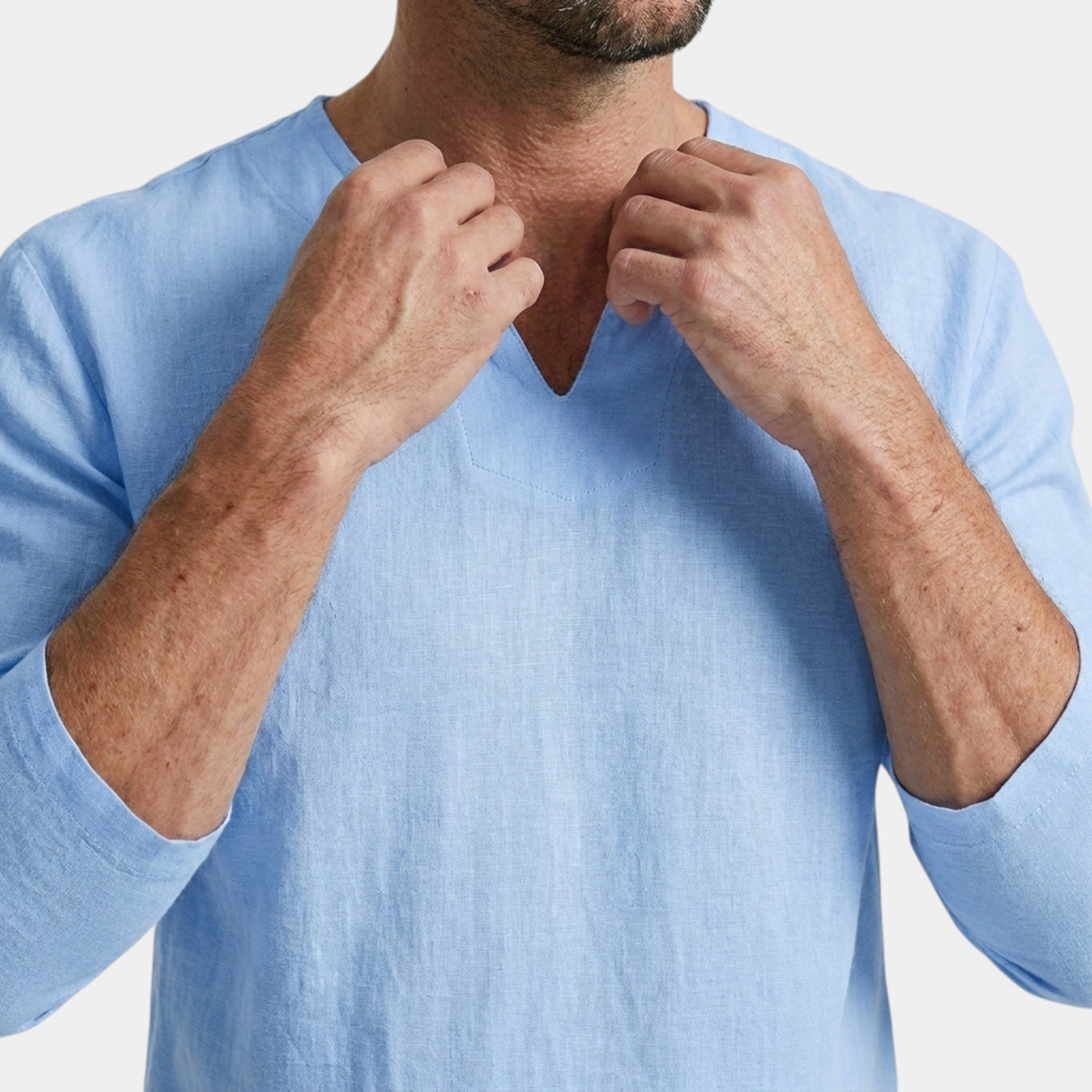 Men’s Linen Cotton Shirt Comfort Long Sleeve