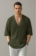 Men's Casual Deep V Neck Half Sleeve Shirt | Stylish