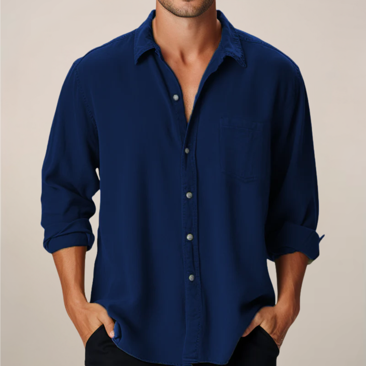 Men's Relaxed Fit Button-Up Shirt | Casual