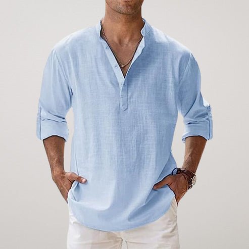 Men's Relaxed Fit Shirt Long-Sleeve Button-Up Collared Casual Smart-Casual Office Everyday Versatile Rowe