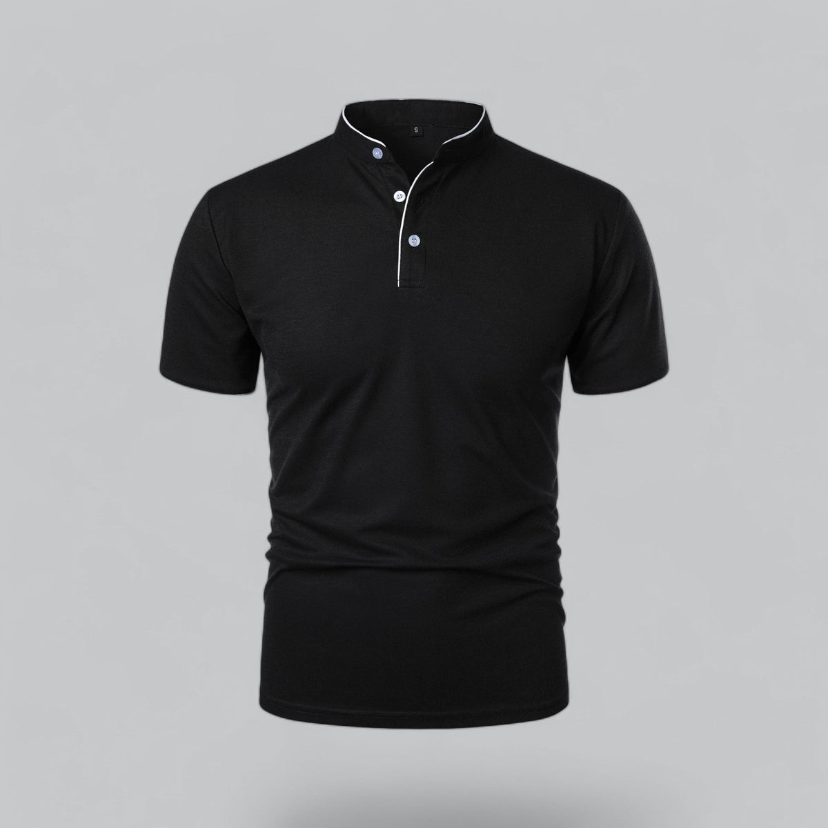 Men's Collarless Polo Shirt Short-Sleeve Henley Button Placket Casual Smart-Casual Everyday Golf Sport Versatile Wexley