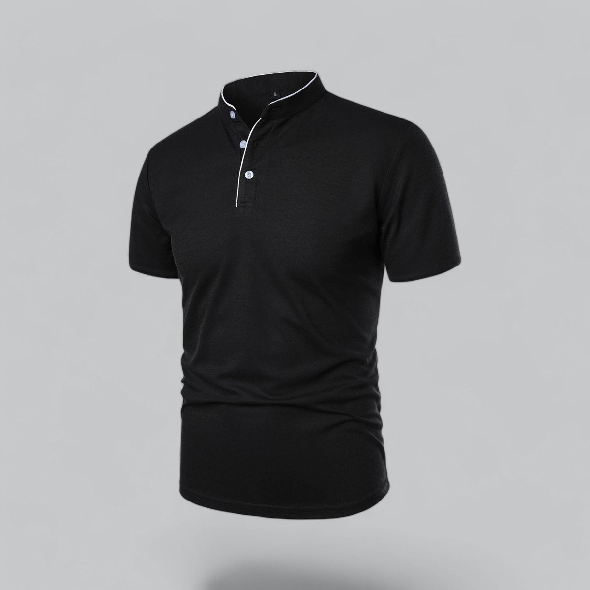 Men's Collarless Polo Shirt Short-Sleeve Henley Button Placket Casual Smart-Casual Everyday Golf Sport Versatile Wexley