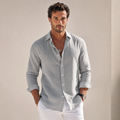 Men’s Stylish Long-Sleeve Shirt | Classic-Collar Button-Front