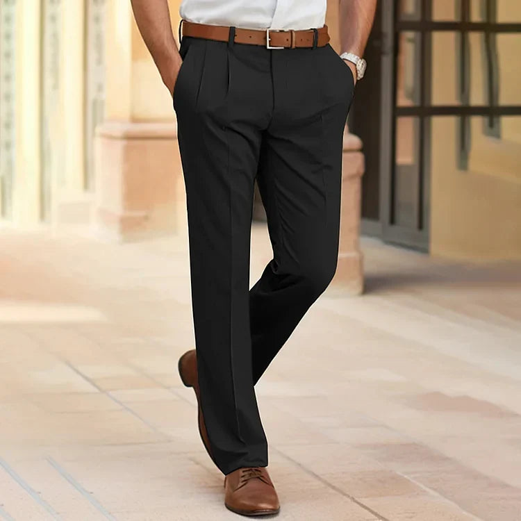 Men's Straight Leg Trousers Classic Fit Versatile Everyday Casual Wear