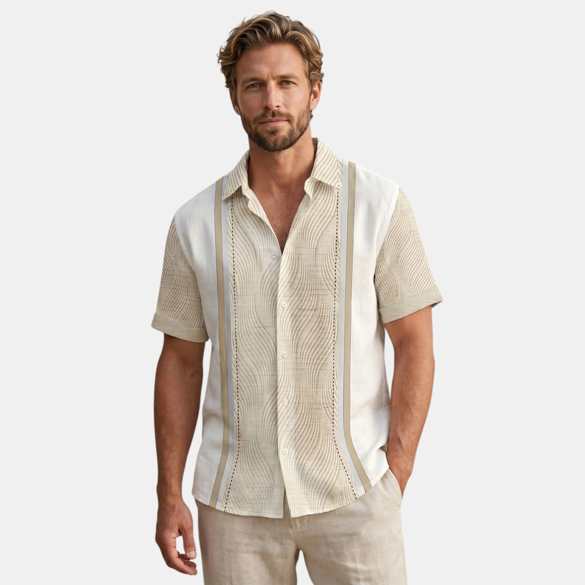 Men's Short Sleeve Geometric Print Shirt