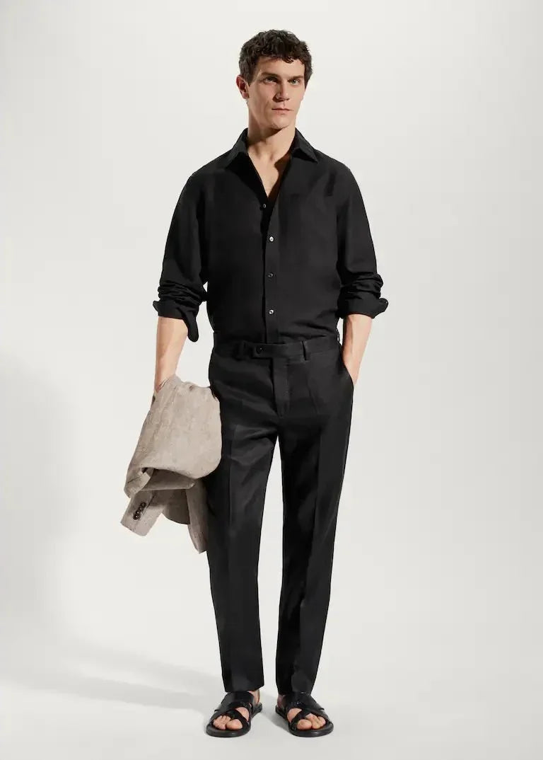 Men's Straight Fit Dress Shirt Long Sleeve Button-Down Classic Casual