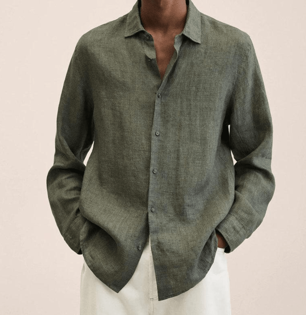 Men's Straight Fit Dress Shirt Long Sleeve Button-Down Classic Casual