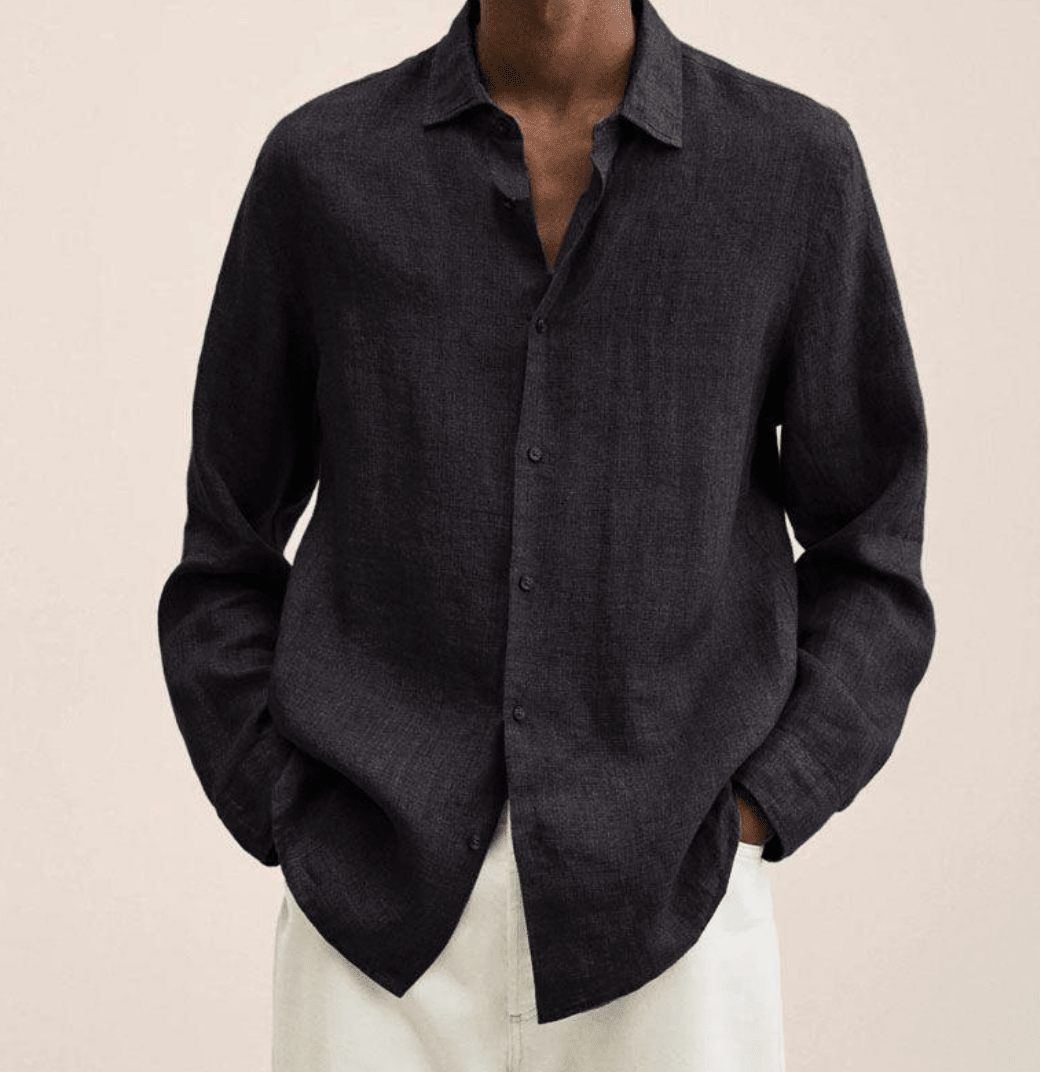 Men's Straight Fit Dress Shirt Long Sleeve Button-Down Classic Casual