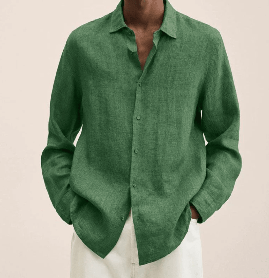 Men's Straight Fit Dress Shirt Long Sleeve Button-Down Classic Casual
