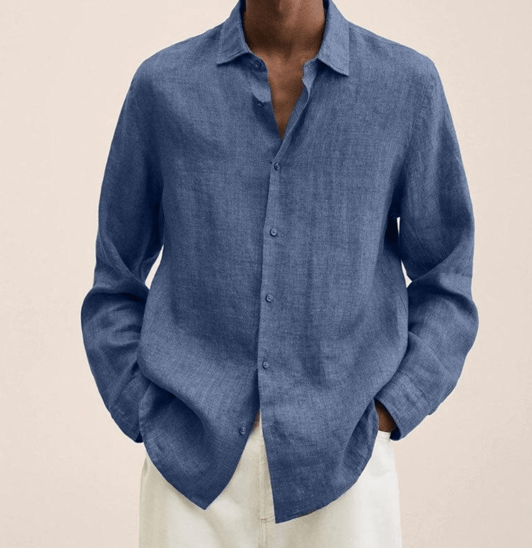 Men's Straight Fit Dress Shirt Long Sleeve Button-Down Classic Casual