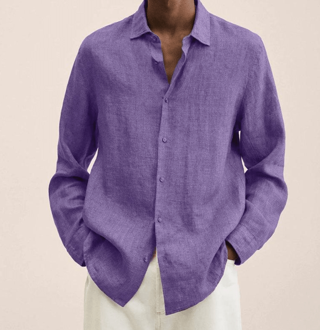 Men's Straight Fit Dress Shirt Long Sleeve Button-Down Classic Casual
