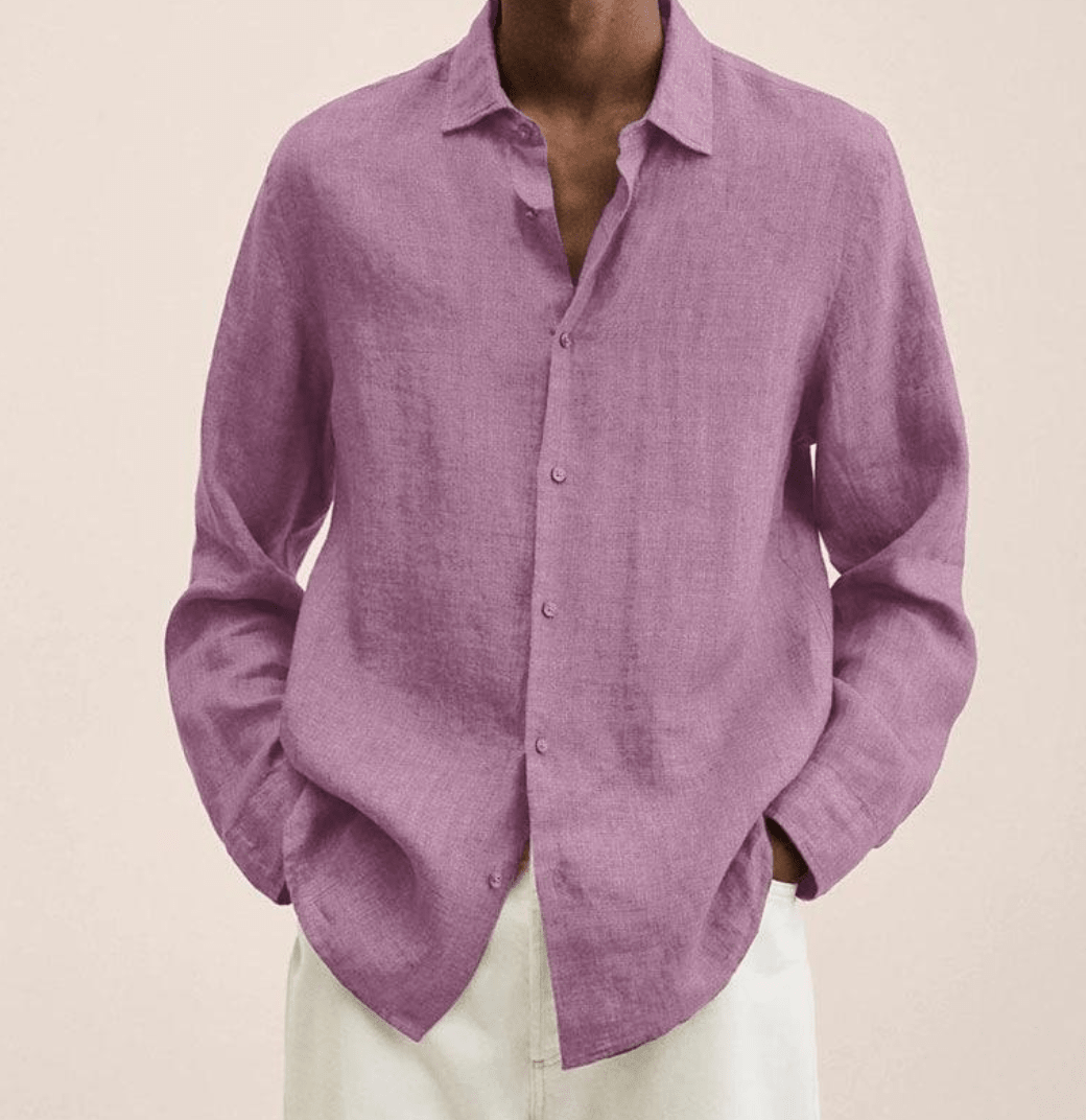 Men's Straight Fit Dress Shirt Long Sleeve Button-Down Classic Casual