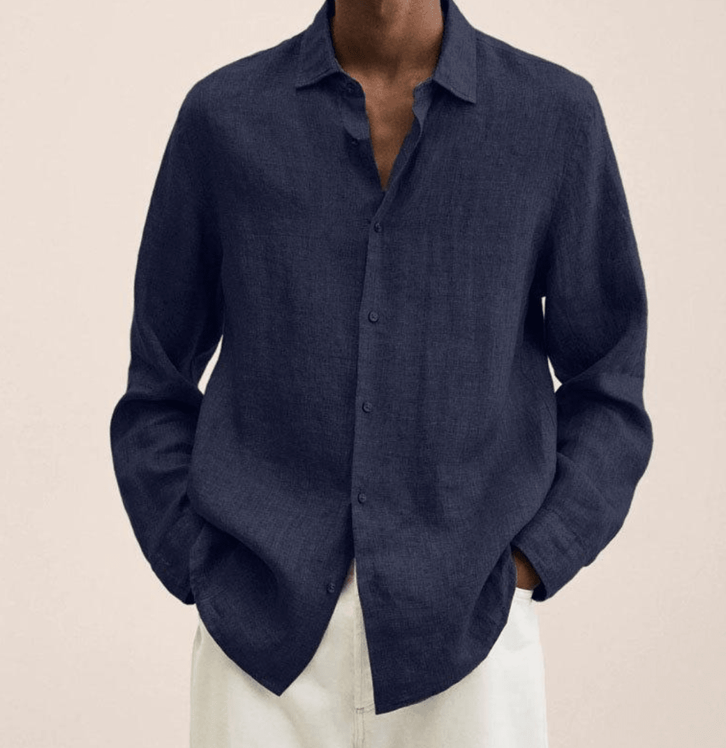 Men's Straight Fit Dress Shirt Long Sleeve Button-Down Classic Casual