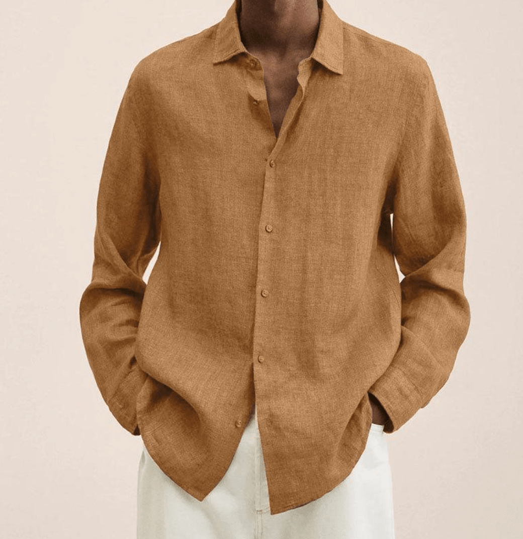 Men's Straight Fit Dress Shirt Long Sleeve Button-Down Classic Casual