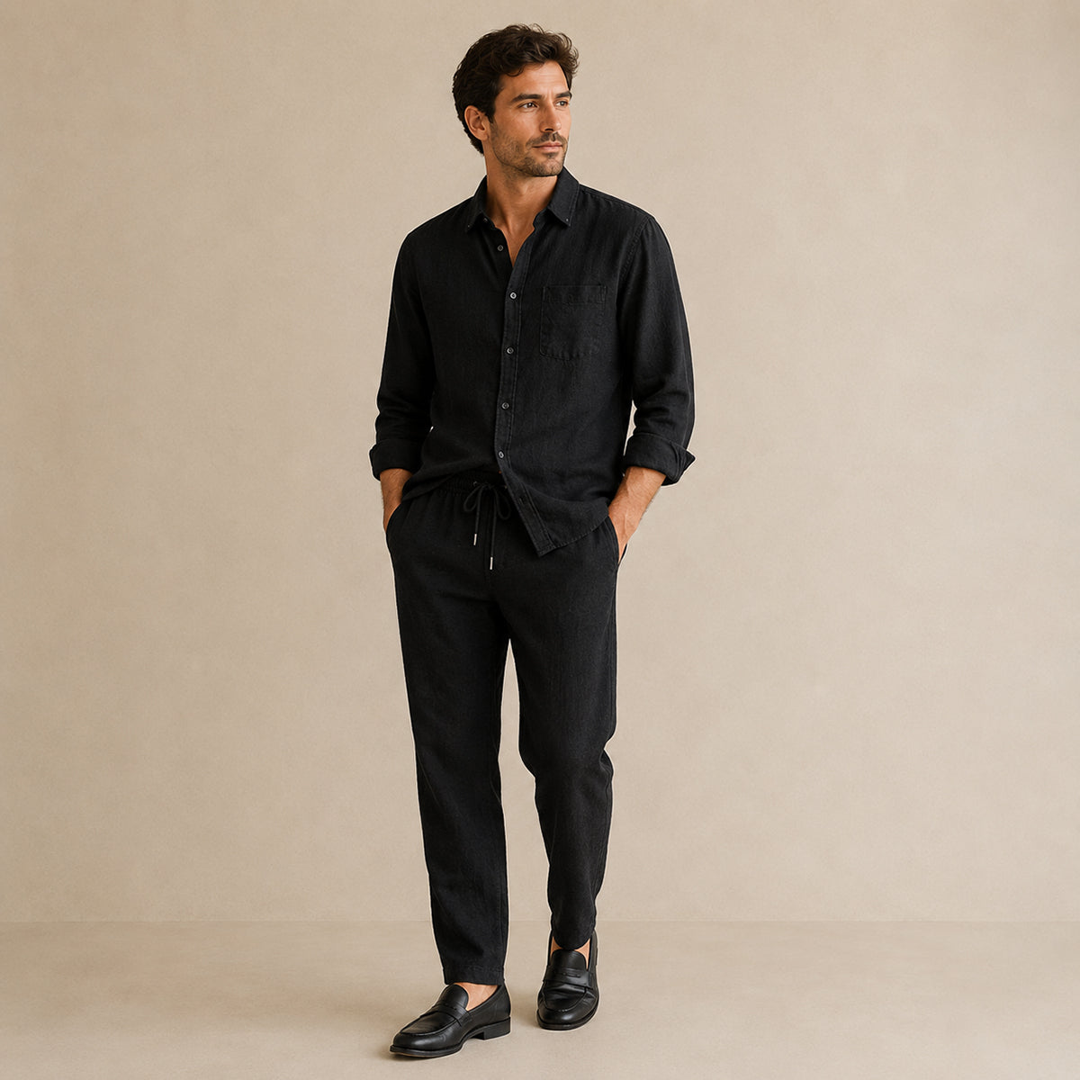Men's Casual Two-Piece Outfit Short-Sleeve Shirt and Pants Set Relaxed Fit Summer Holiday Beach Everyday Matching Co-Ord
