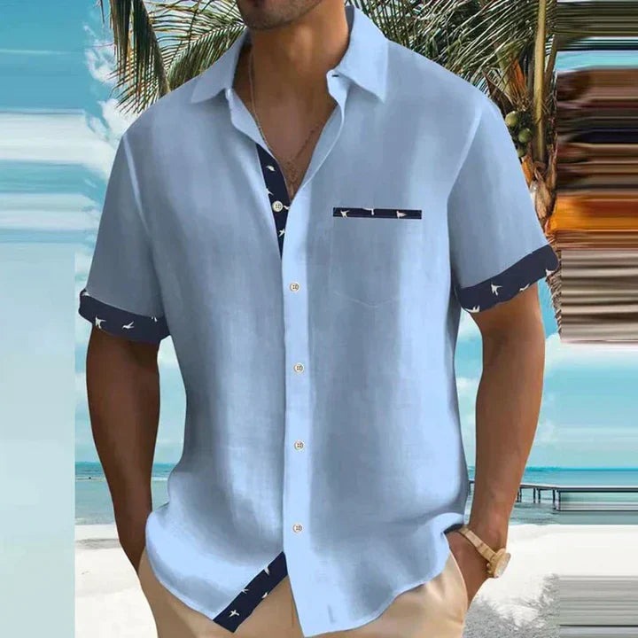 Men's Short-Sleeve Shirt Button-Up Collared Casual Holiday Beach Smart-Casual Relaxed Everyday Ellis