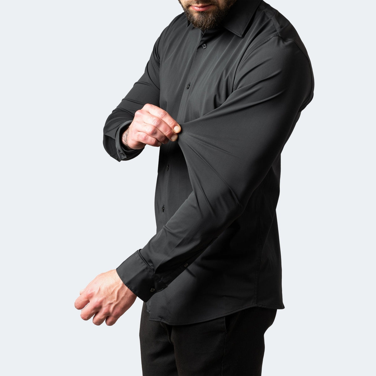 Men's Performance Shirt Non-Iron Ultra-Stretch Long-Sleeve Button-Up Collared Smart-Casual Office Business Everyday