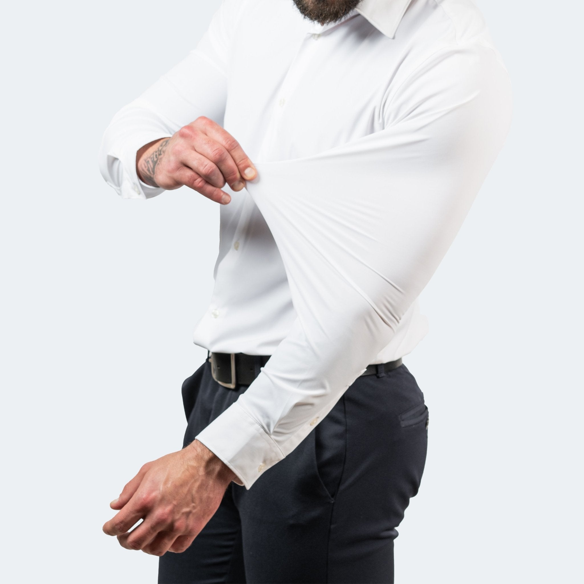 Men's Performance Shirt Non-Iron Ultra-Stretch Long-Sleeve Button-Up Collared Smart-Casual Office Business Everyday