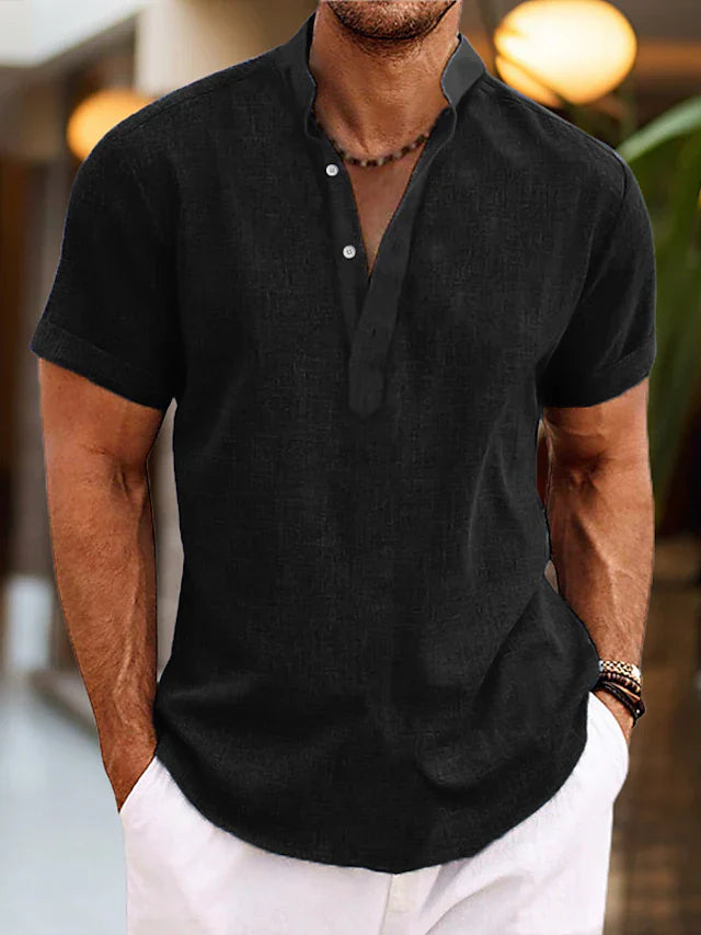 Men's Summer Shirt | Henley Collar & Short Sleeves