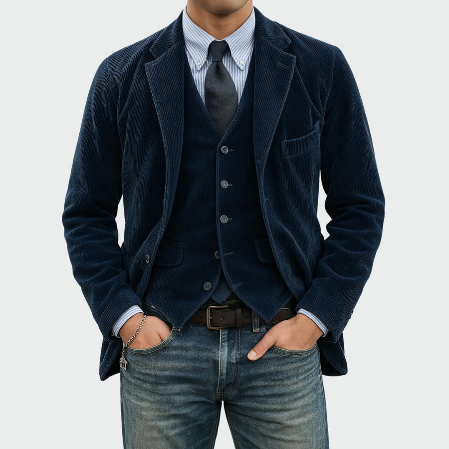 Men's Blazer Set Two-Piece Tailored Modern Smart-Casual Formal Wedding Business Occasion Everyday Elegant