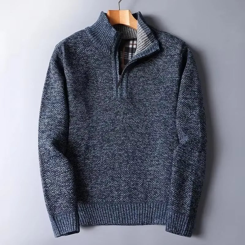 Men's Padded Zip Neck Sweater Casual Fit Long Sleeve Versatile Layering