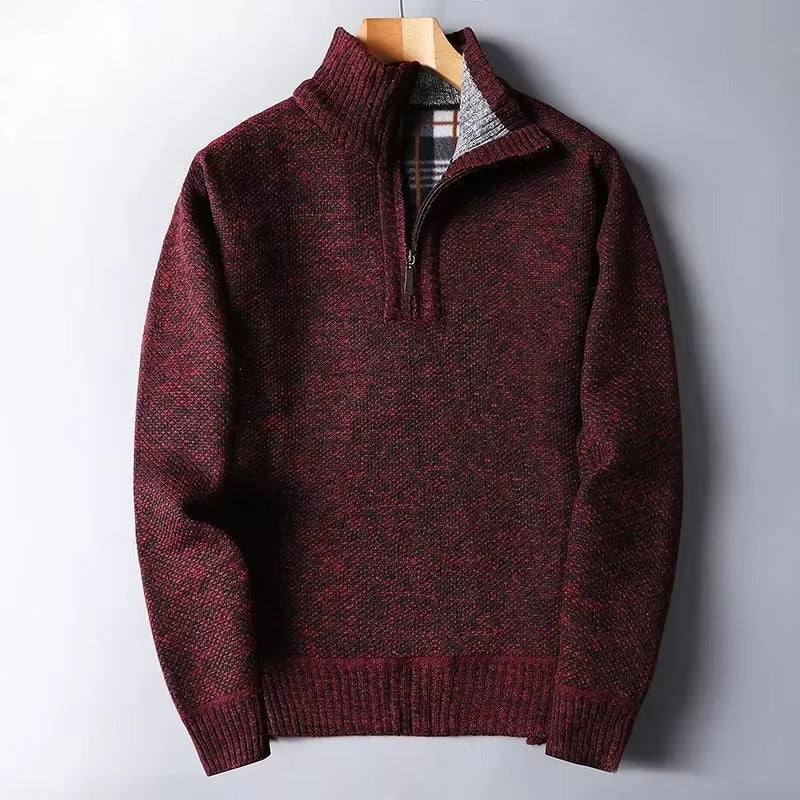 Men's Padded Zip Neck Sweater Casual Fit Long Sleeve Versatile Layering