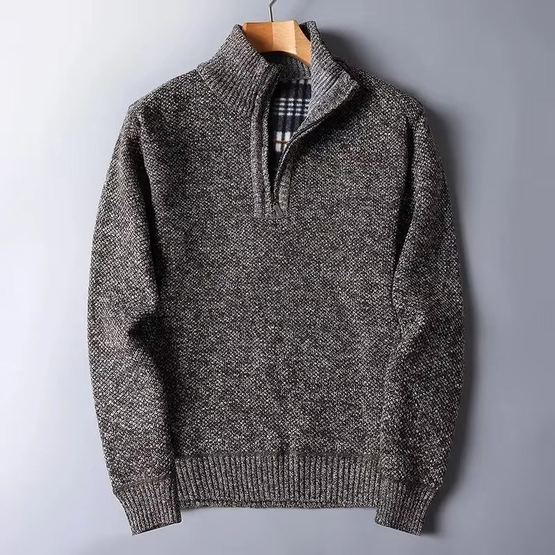 Men's Padded Zip Neck Sweater Casual Fit Long Sleeve Versatile Layering