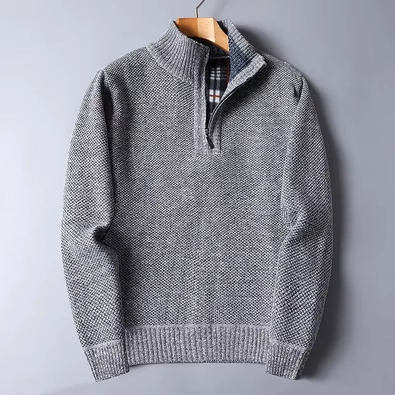 Men's Padded Zip Neck Sweater Casual Fit Long Sleeve Versatile Layering