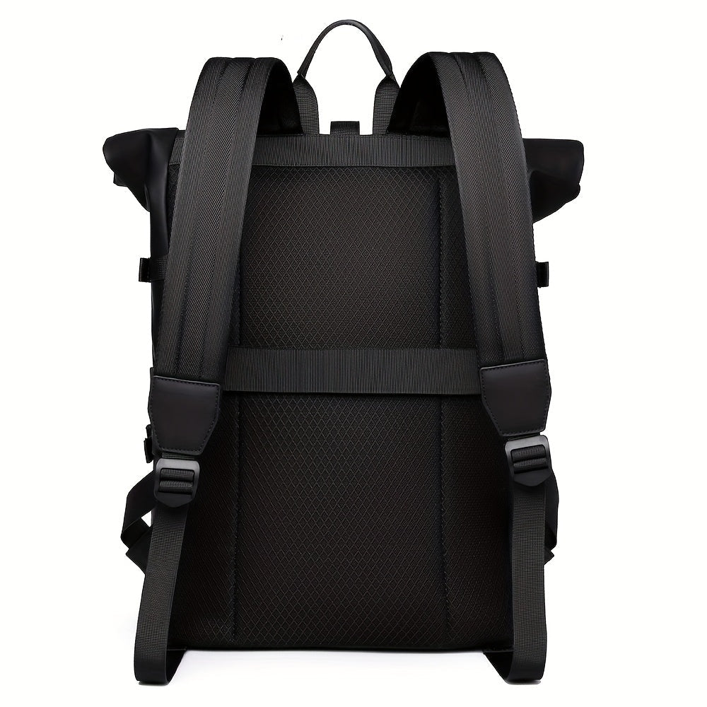 Men's Roll-Top Backpack Water-Resistant Laptop Commute Travel Everyday Spacious Durable Versatile Rucksack Rutger