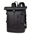 Men's Roll-Top Backpack Water-Resistant Laptop Commute Travel Everyday Spacious Durable Versatile Rucksack Rutger