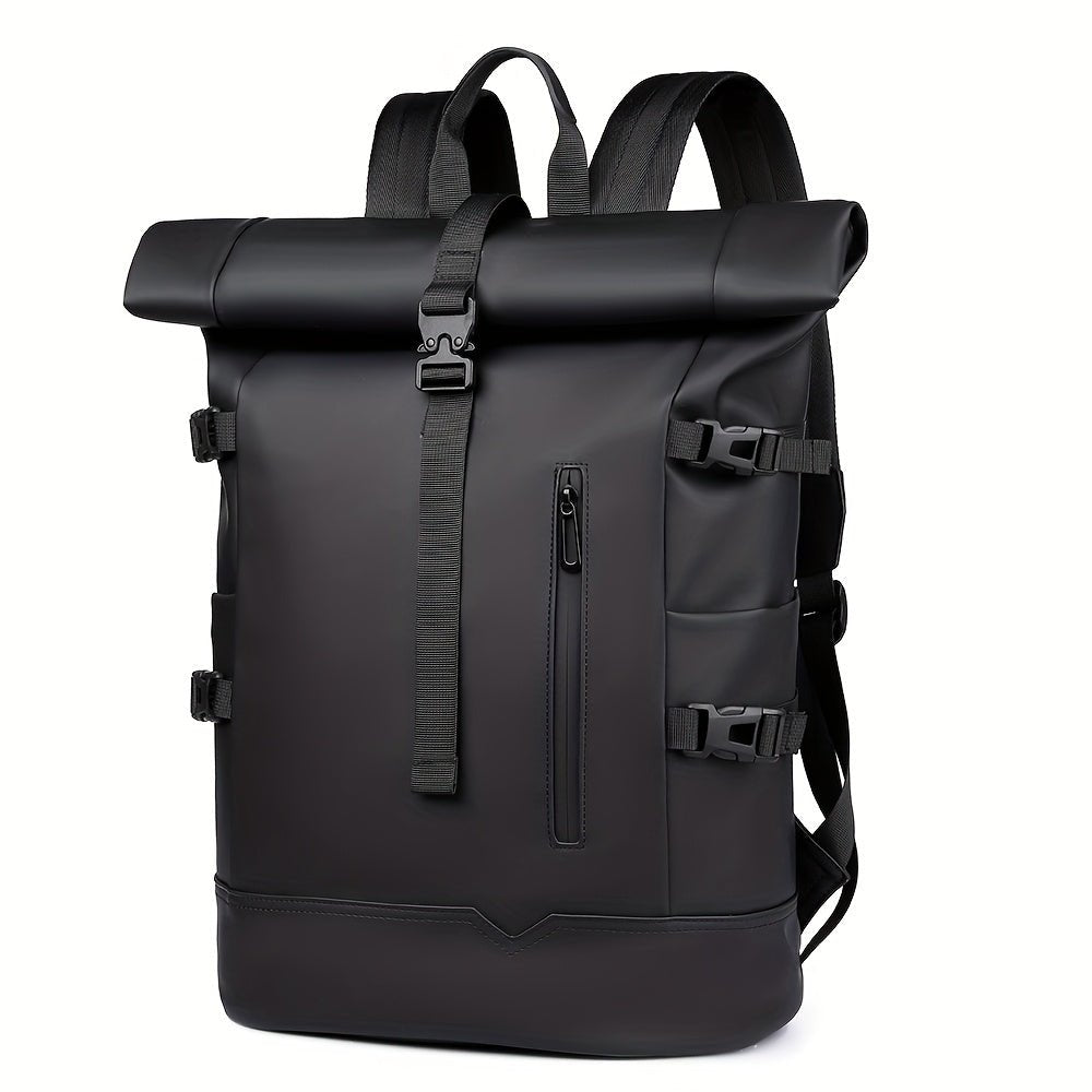 Men's Roll-Top Backpack Water-Resistant Laptop Commute Travel Everyday Spacious Durable Versatile Rucksack Rutger