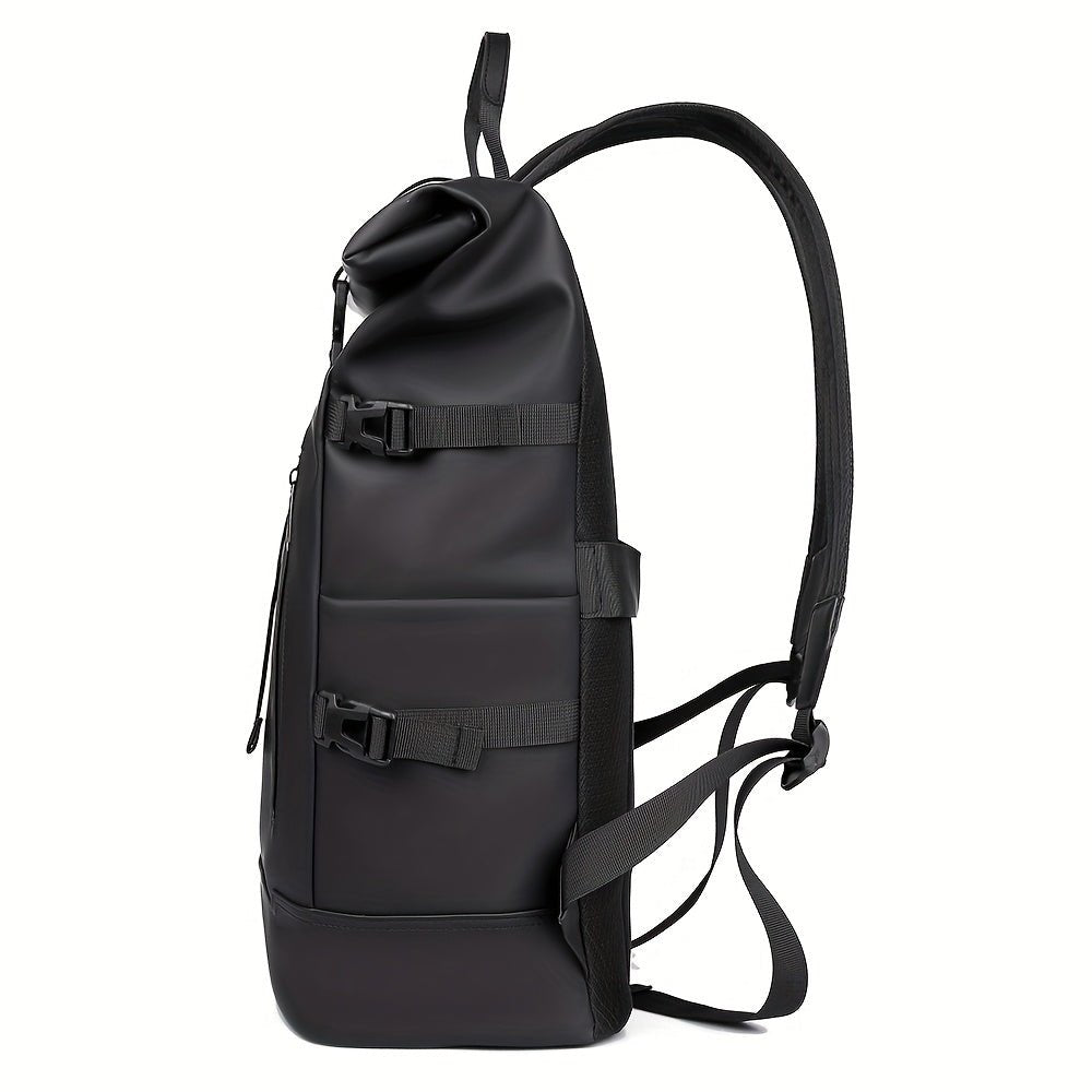 Men's Roll-Top Backpack Water-Resistant Laptop Commute Travel Everyday Spacious Durable Versatile Rucksack Rutger
