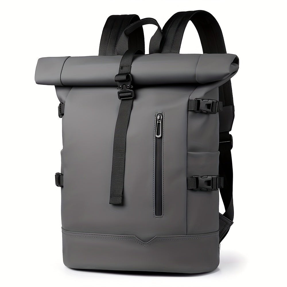 Men's Roll-Top Backpack Water-Resistant Laptop Commute Travel Everyday Spacious Durable Versatile Rucksack Rutger
