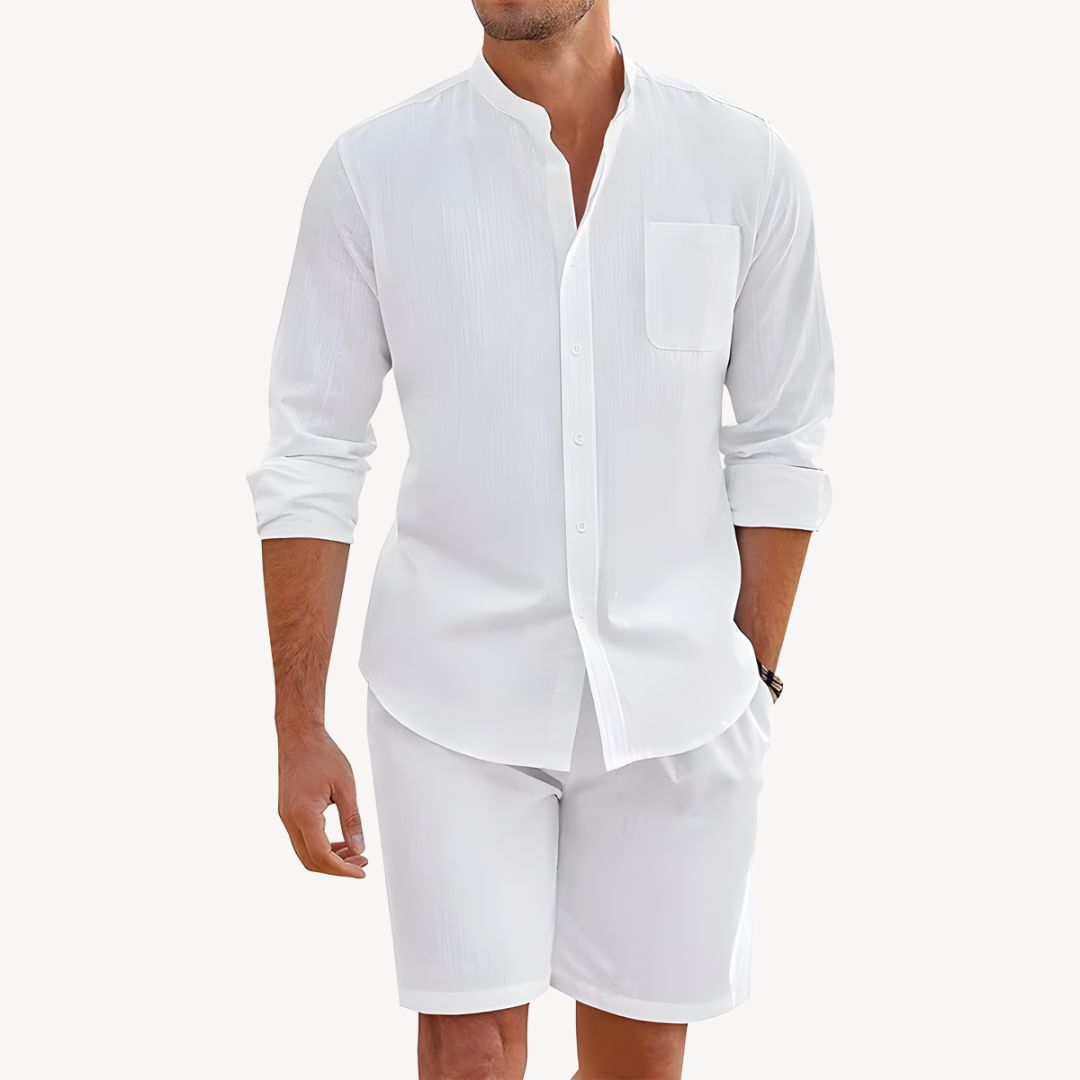 Men's Shirt Long Sleeve &amp; Shorts Set